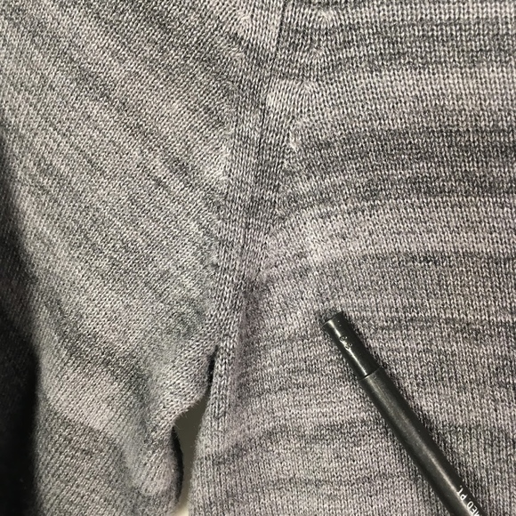 Express V Neck Sweater Logo Gray Stripes Cotton - Picture 3 of 6